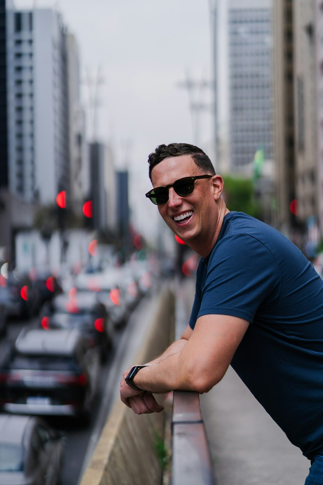 Portrait of a Latino man journalist smiling